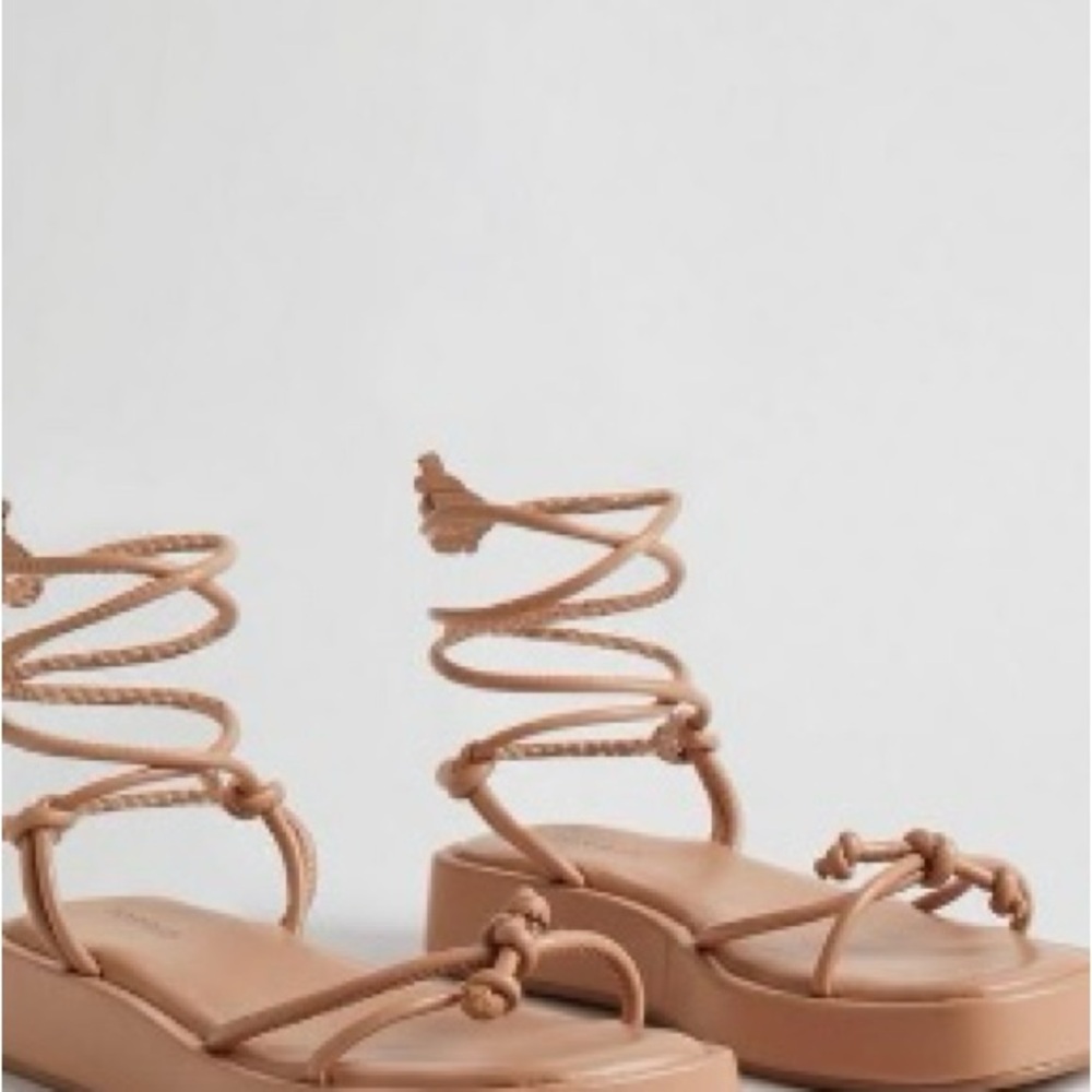 Torrid Tan Minimalist Sandals with Ankle Straps